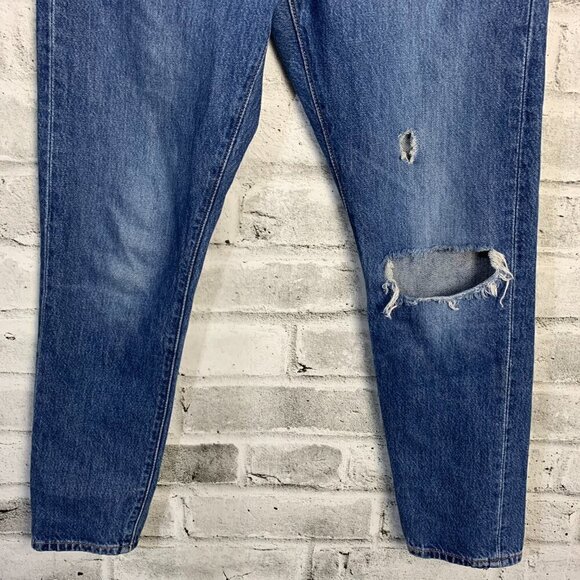 Levi's 501 Distressed Denim Straight Leg Jeans - Picture 4 of 12